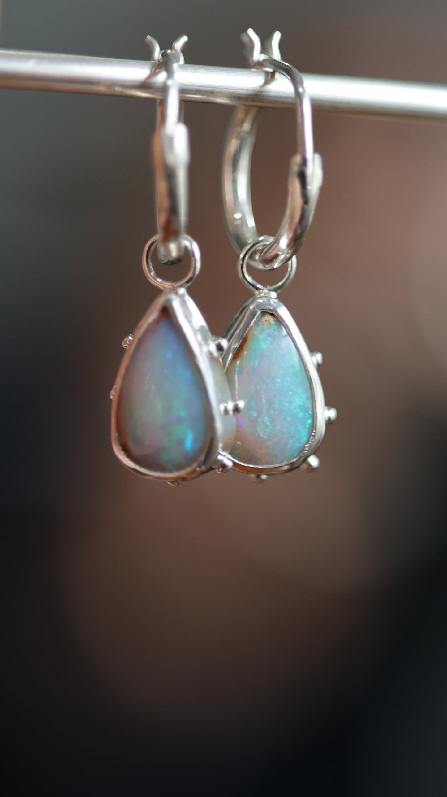 Boulder Opal Hoops