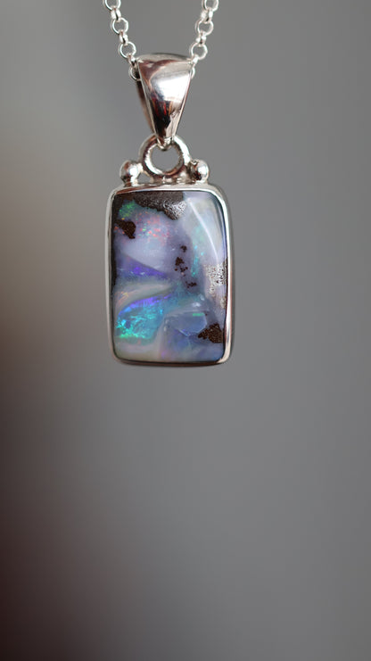 Rectangle Solid Boulder Opal Pendant