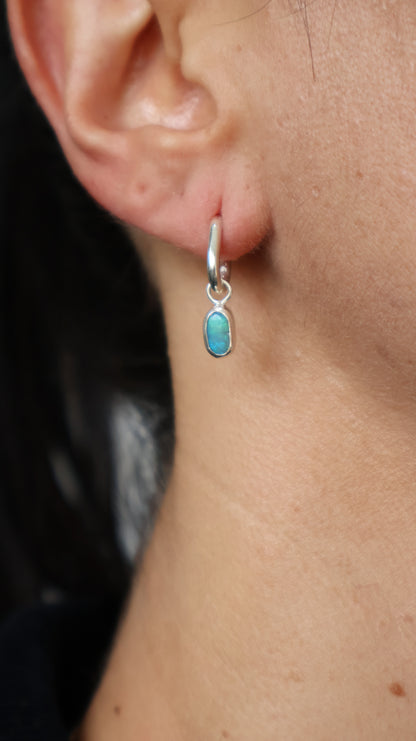 Lightning Ridge Opal Hoops