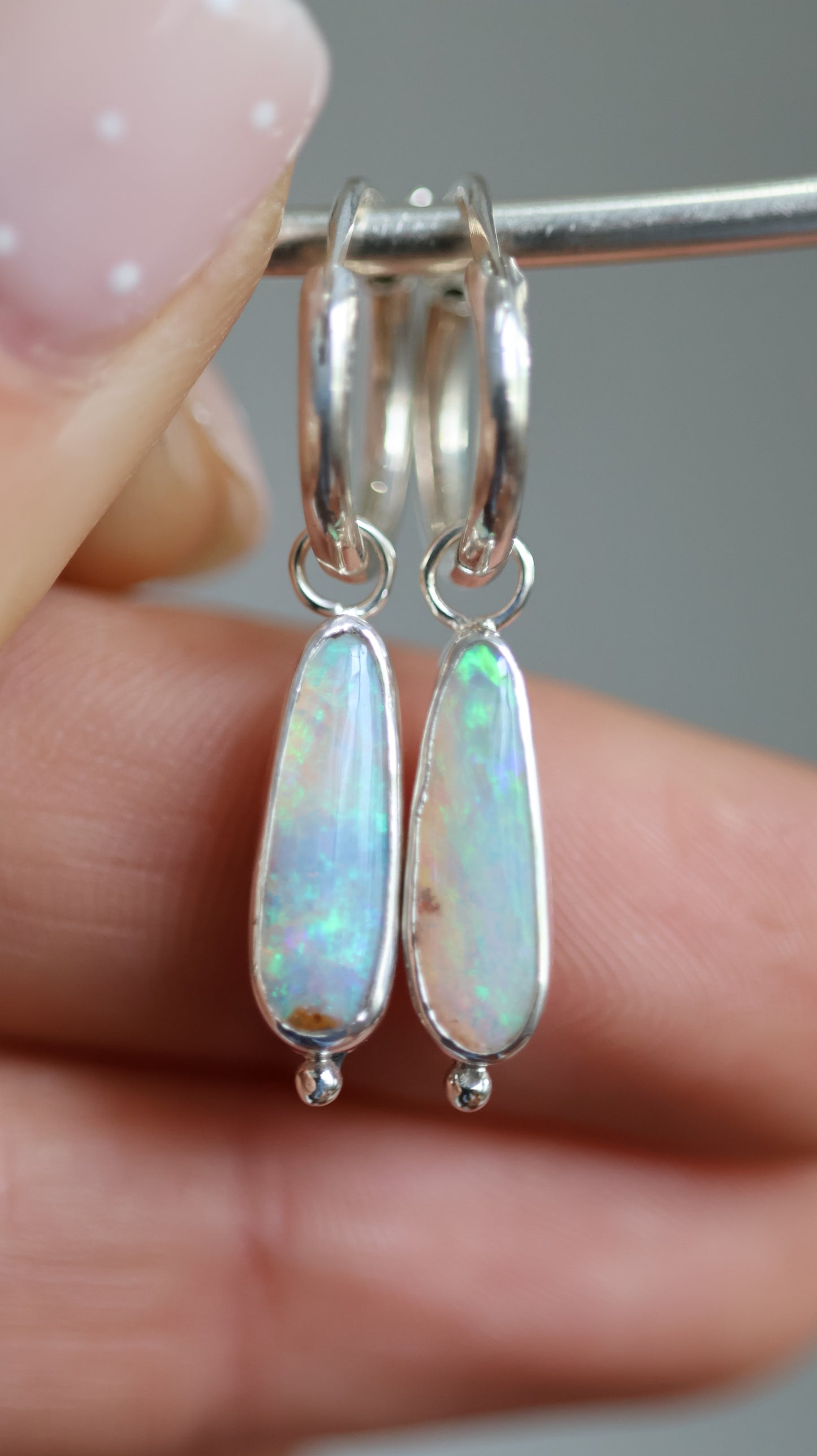 Boulder Opal Hoops