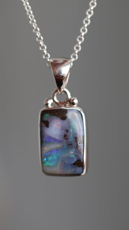 Rectangle Solid Boulder Opal Pendant