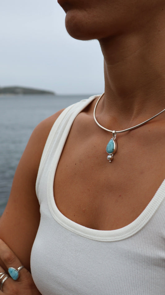 Larimar & Pearl Pendant (small)