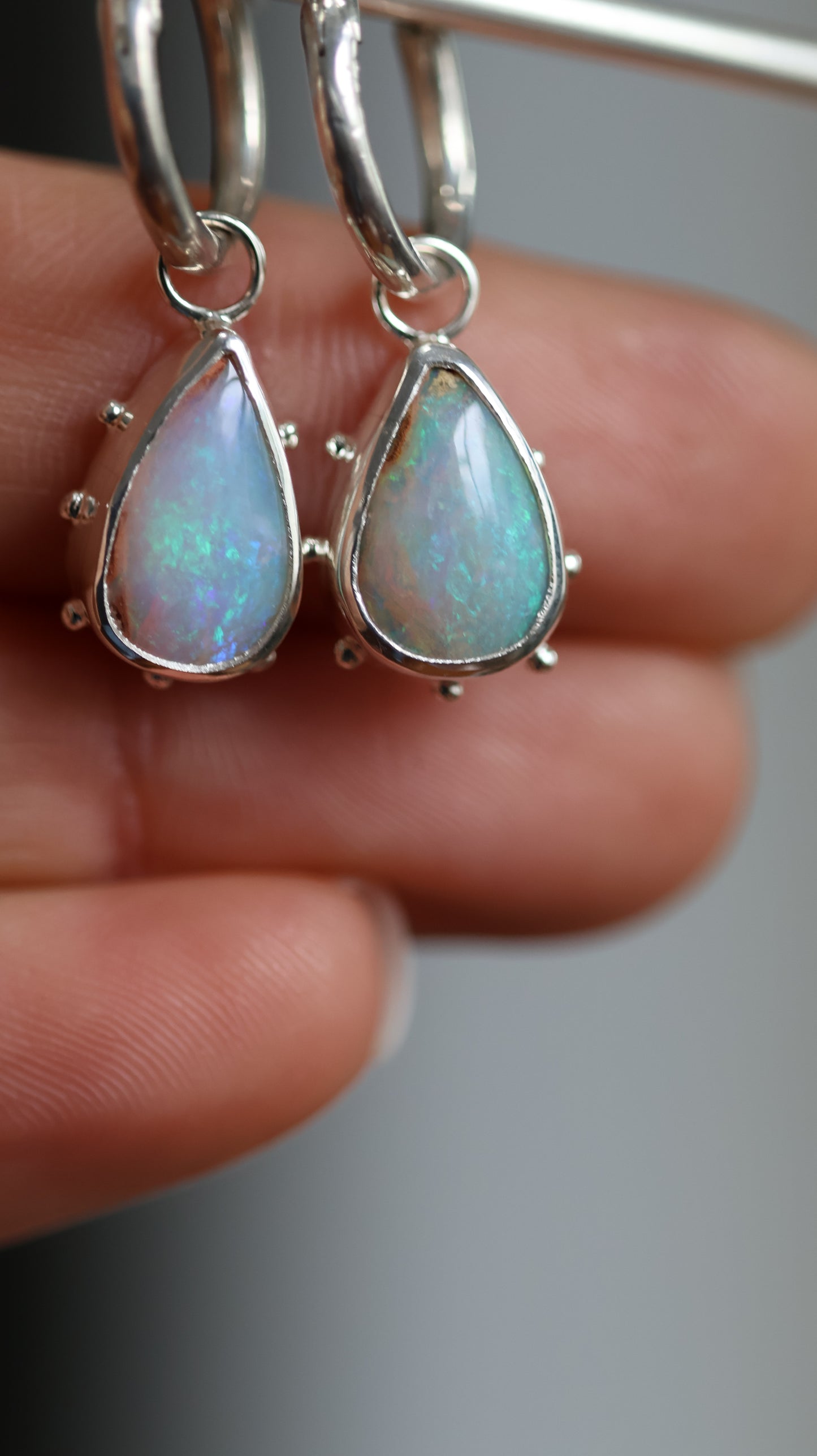 Boulder Opal Hoops
