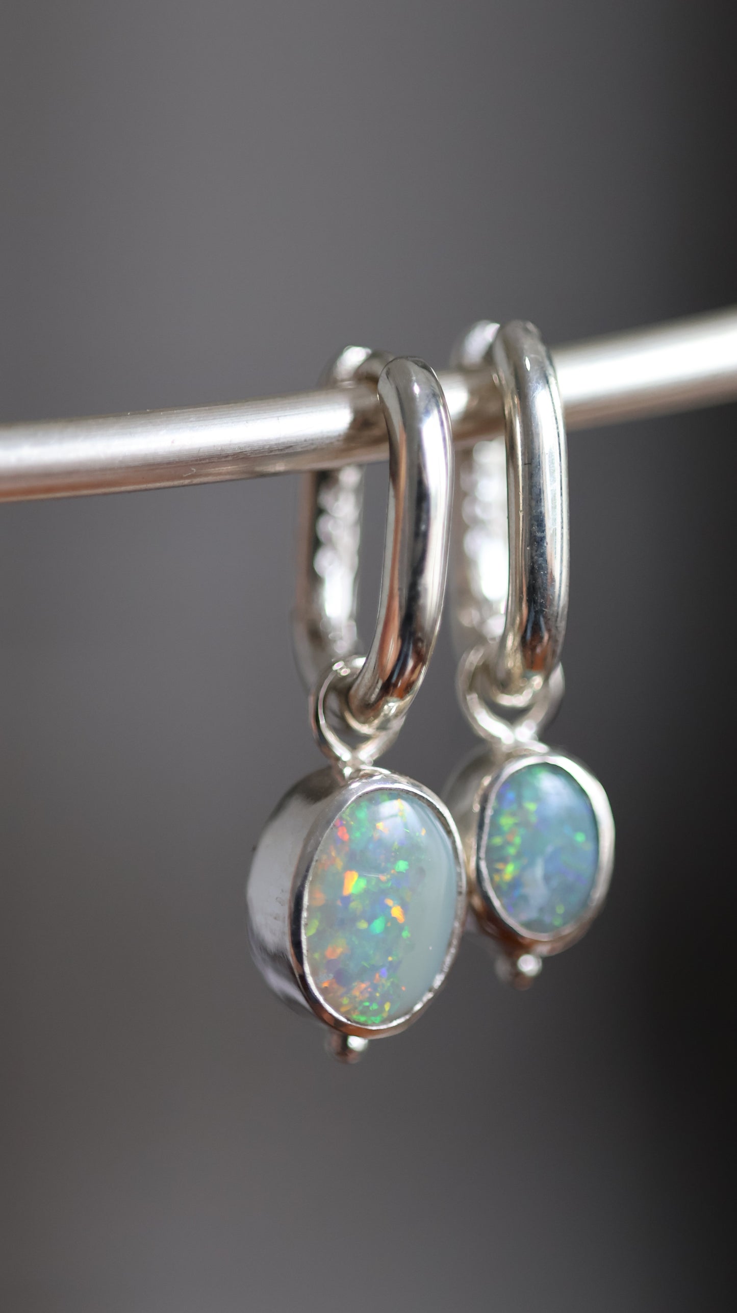 Lightning Ridge Opal Hoops