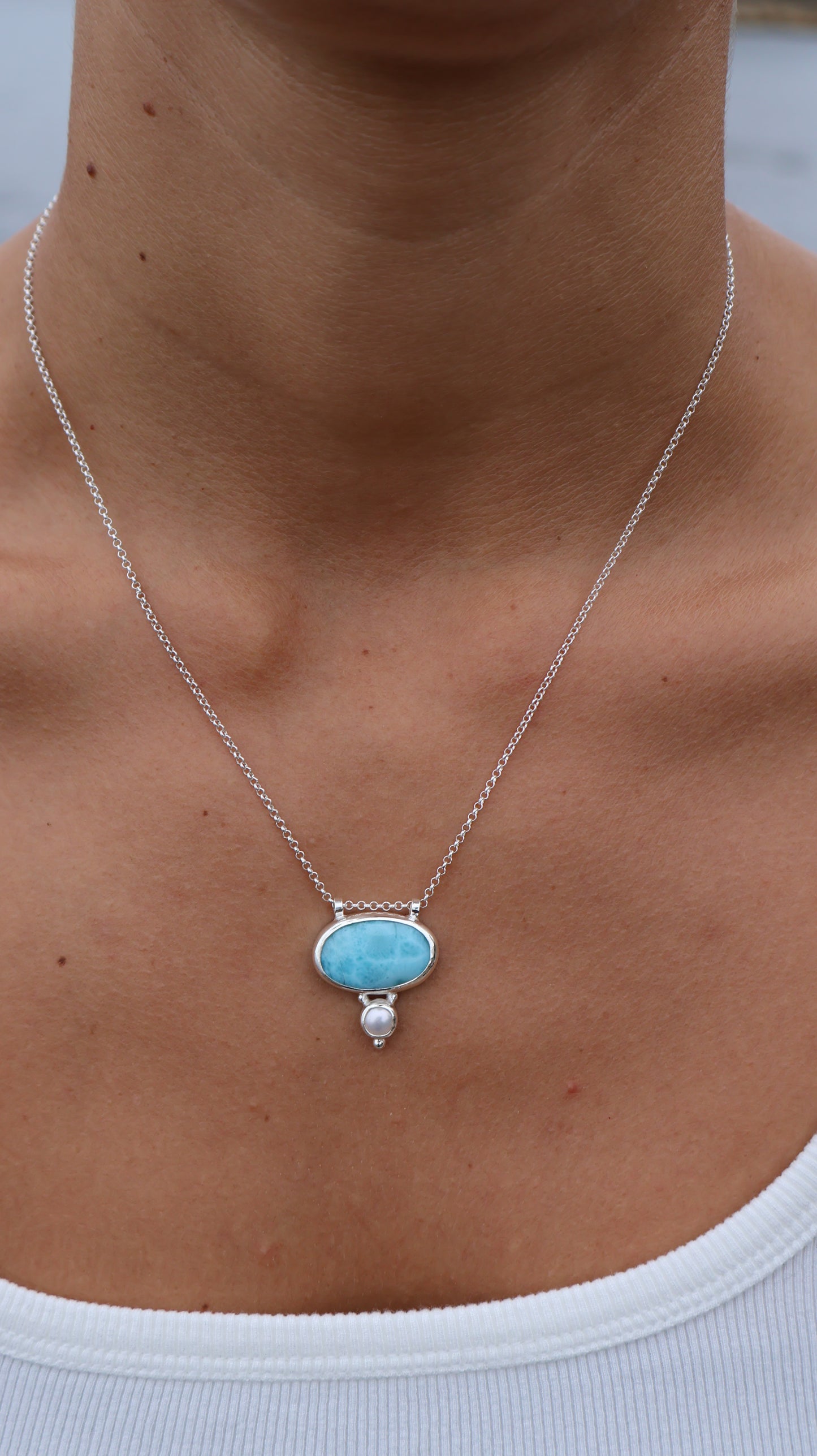 Larimar & Pearl Necklace