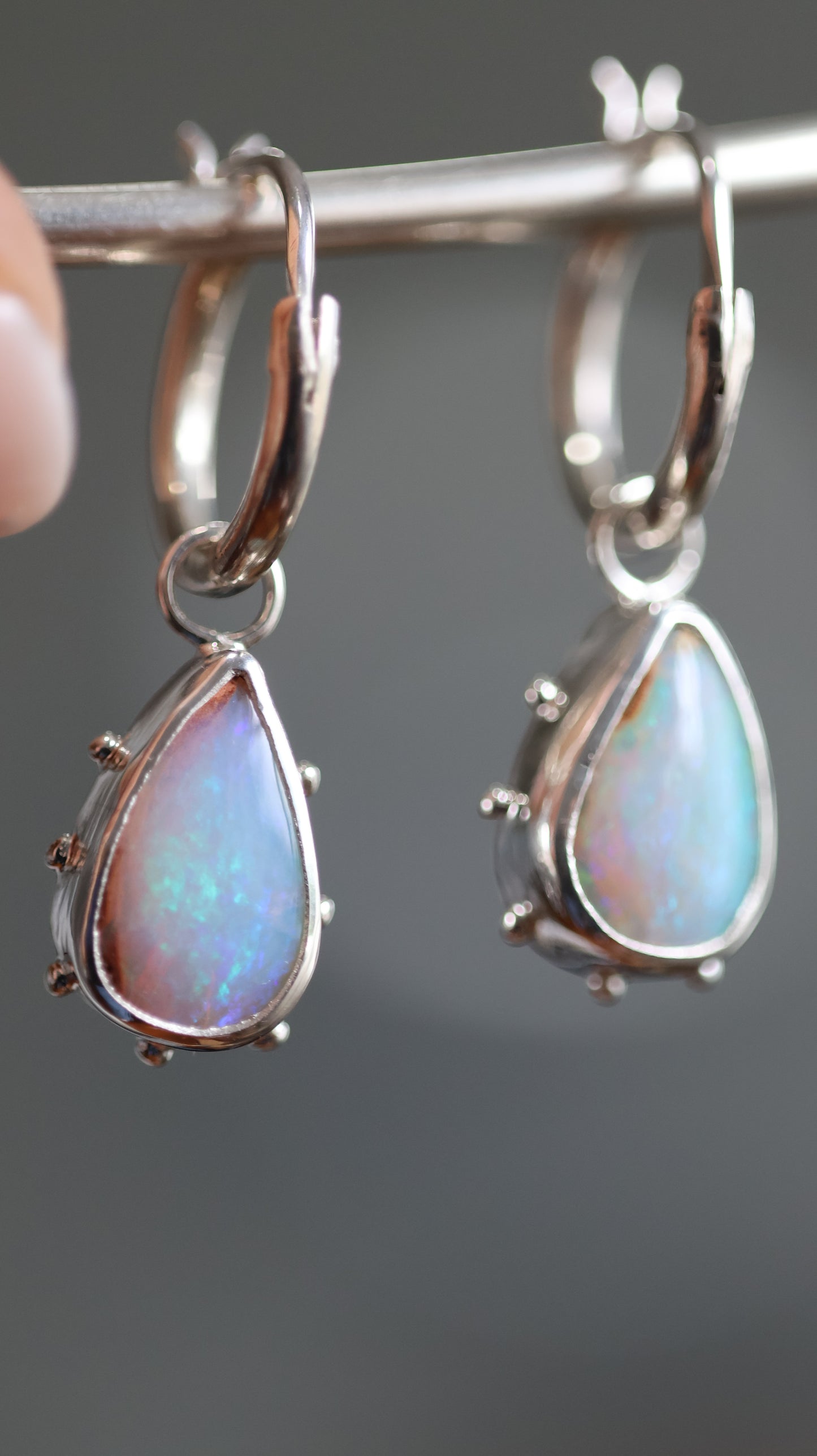 Boulder Opal Hoops
