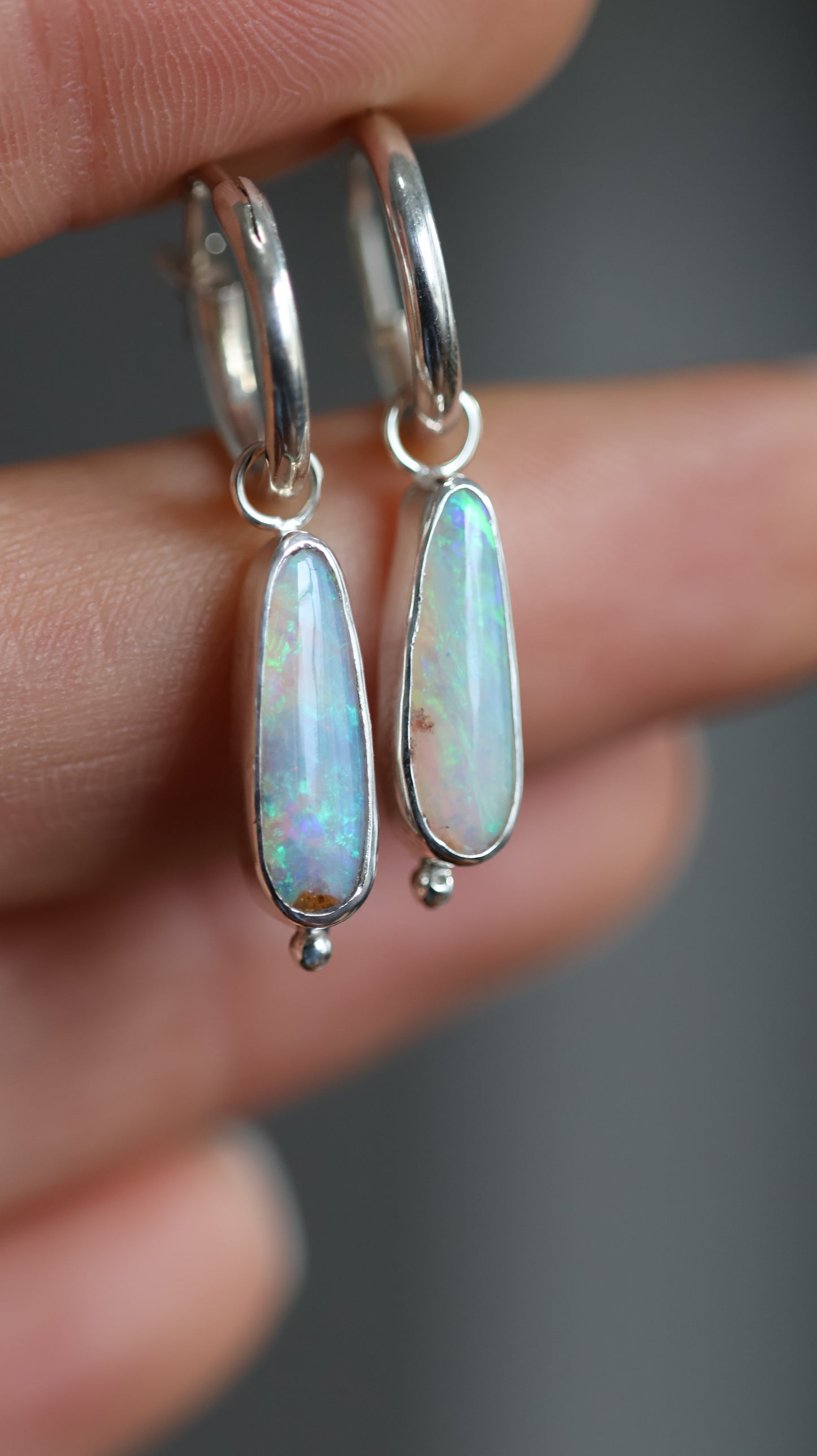 Boulder Opal Hoops
