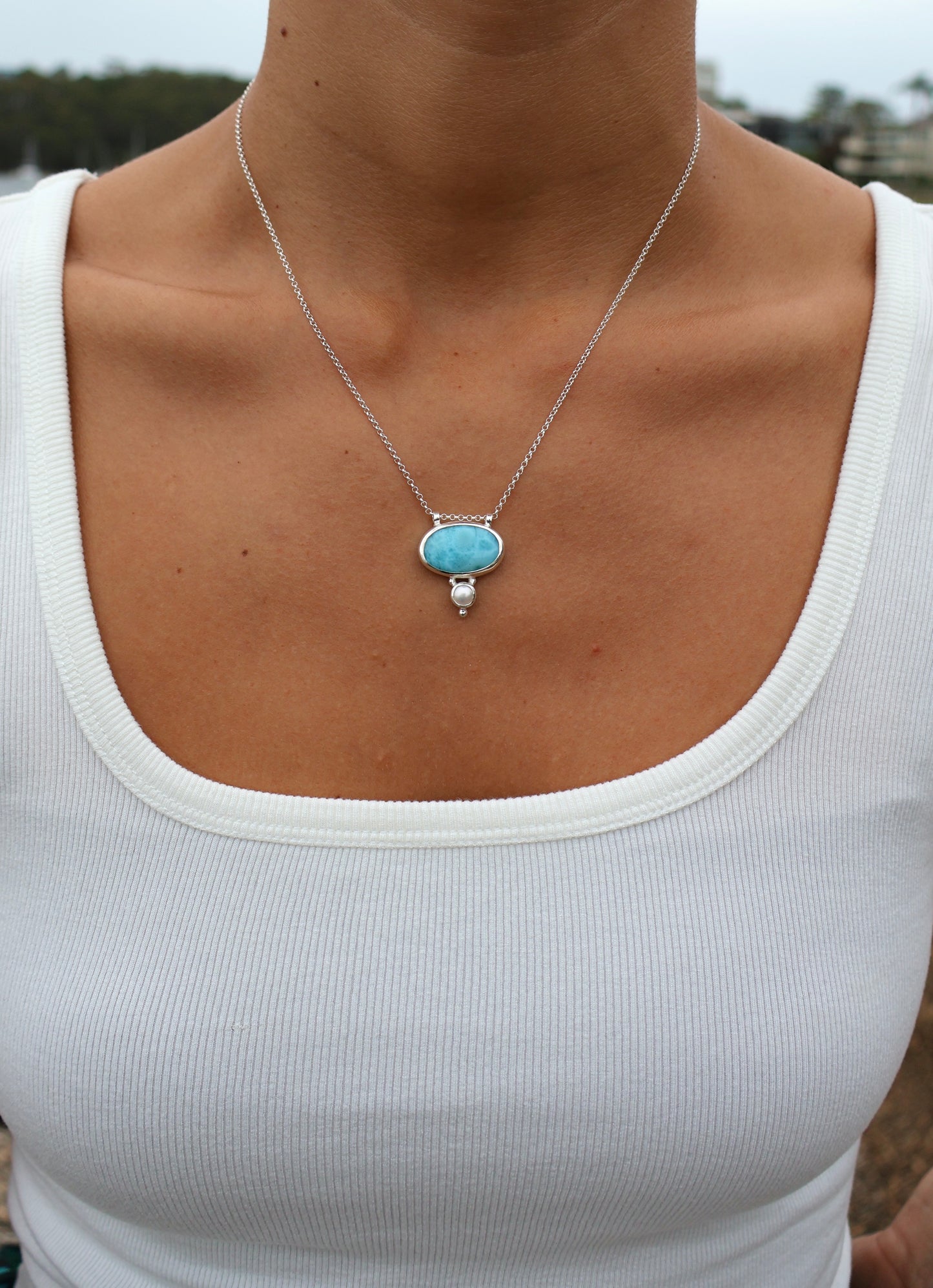 Larimar & Pearl Necklace