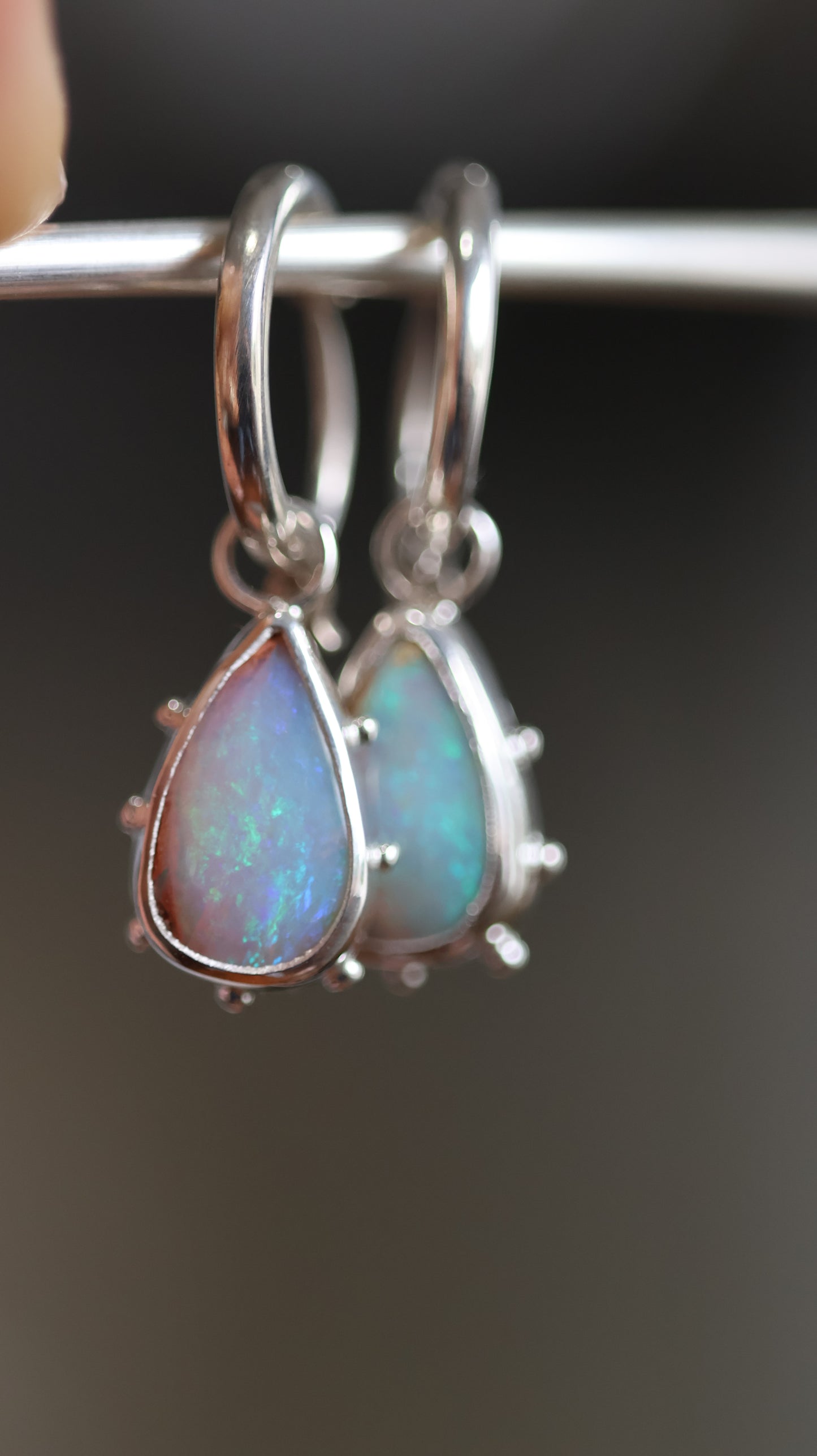 Boulder Opal Hoops