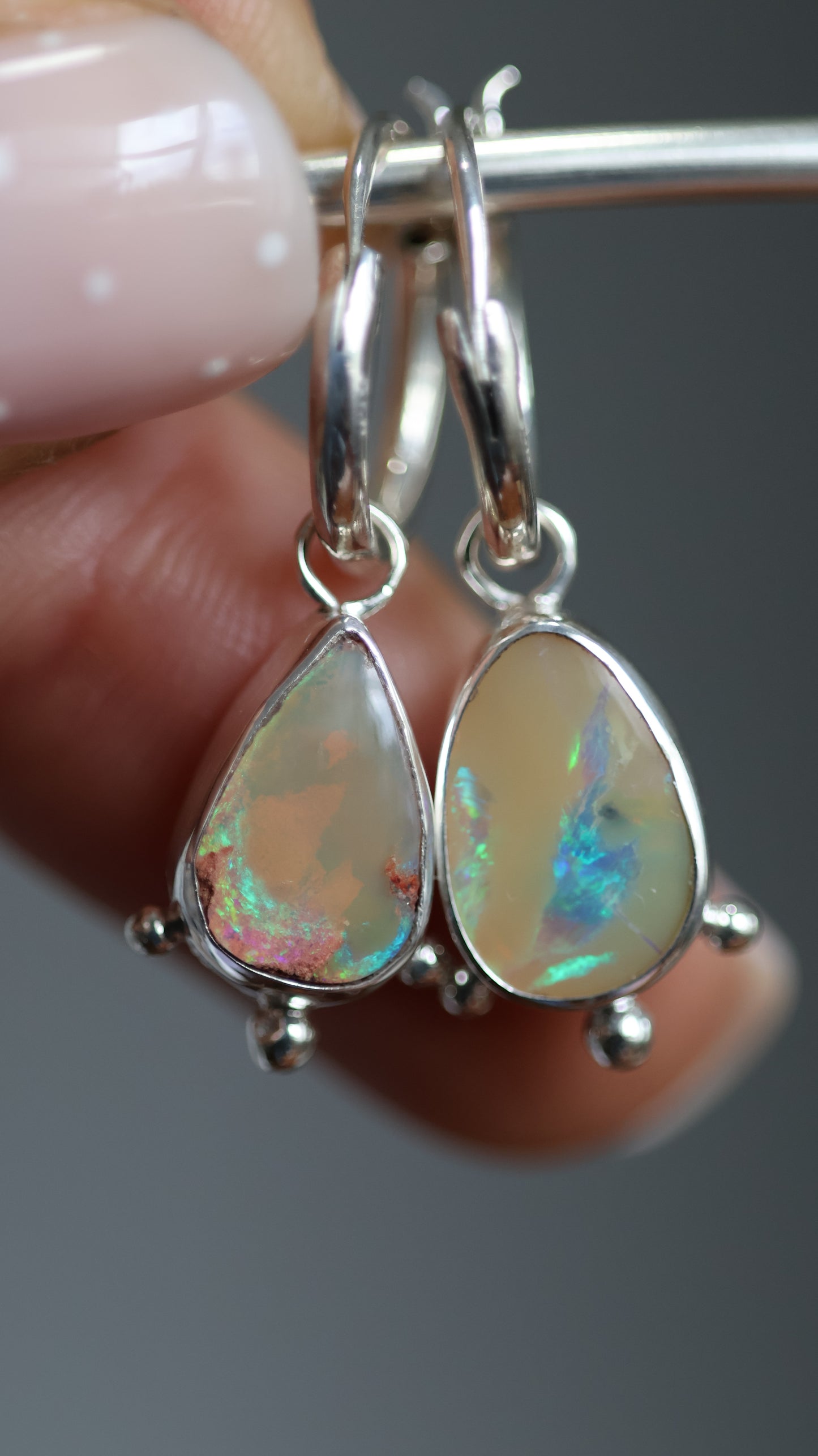 Boulder Opal Hoops