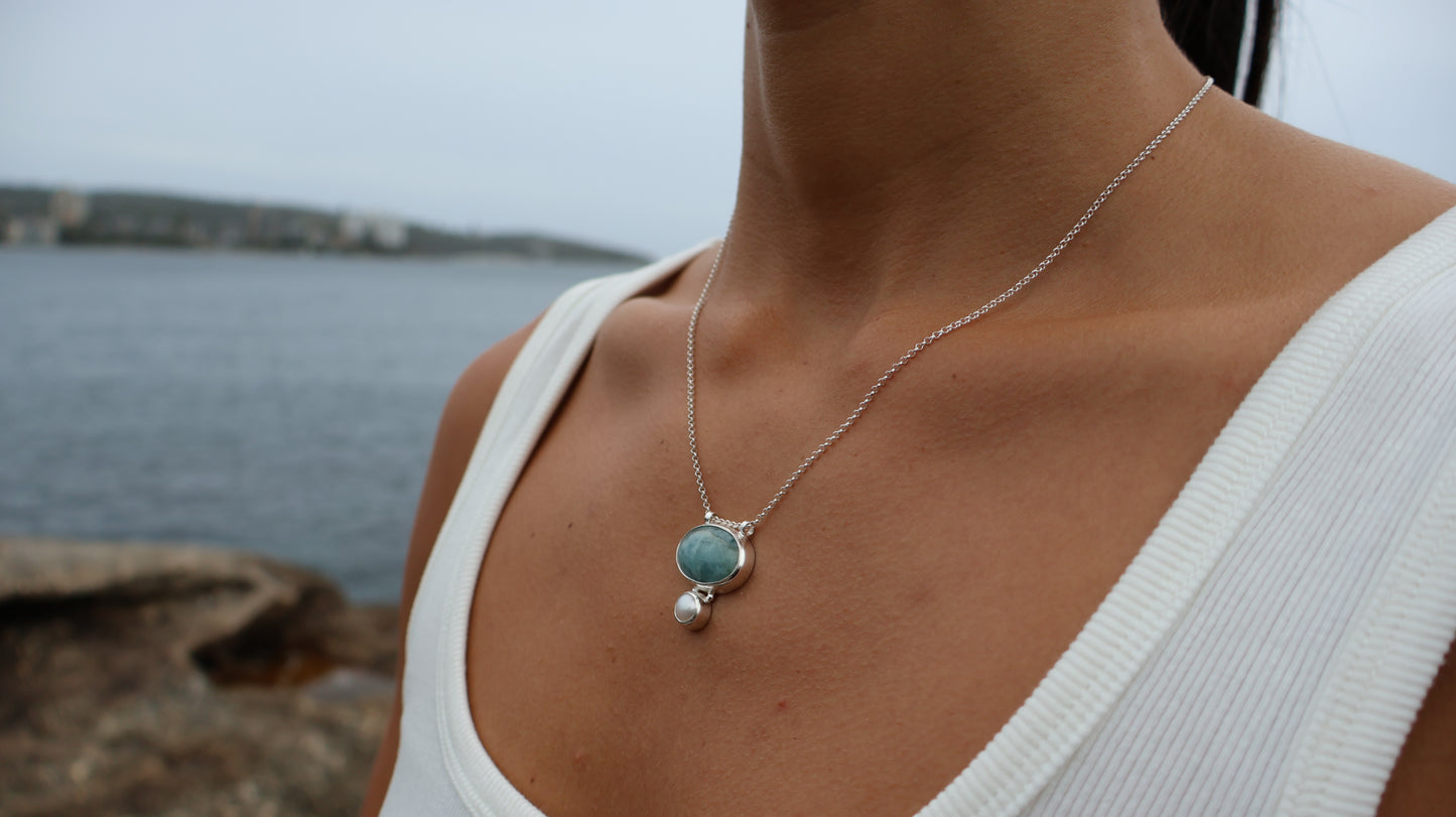 Aquamarine & Pearl Necklace