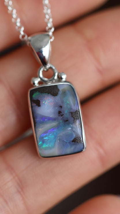 Rectangle Solid Boulder Opal Pendant