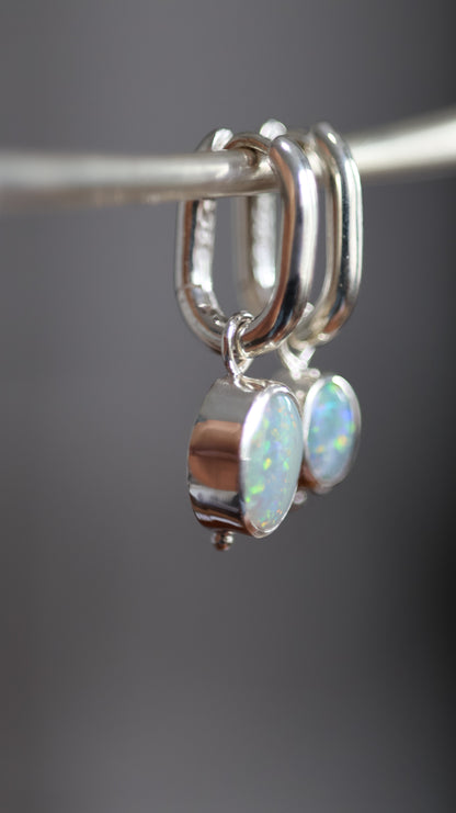 Lightning Ridge Opal Hoops