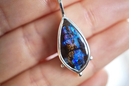 Mystic- Solid Boulder Opal Pendant