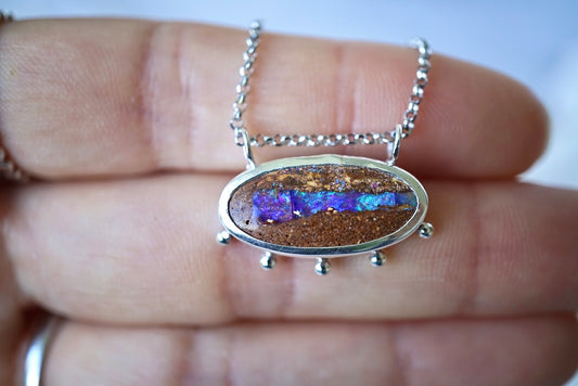Earthline - Solid Boulder opal Pendant