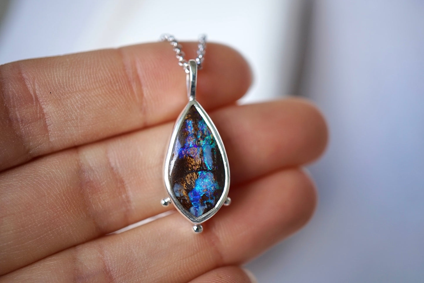 Mystic- Solid Boulder Opal Pendant
