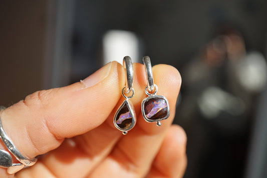 Purple Vein Opal Hoops
