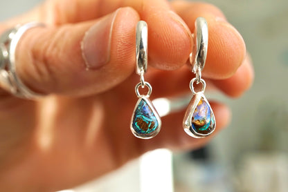 Azure Flame Opal Hoops
