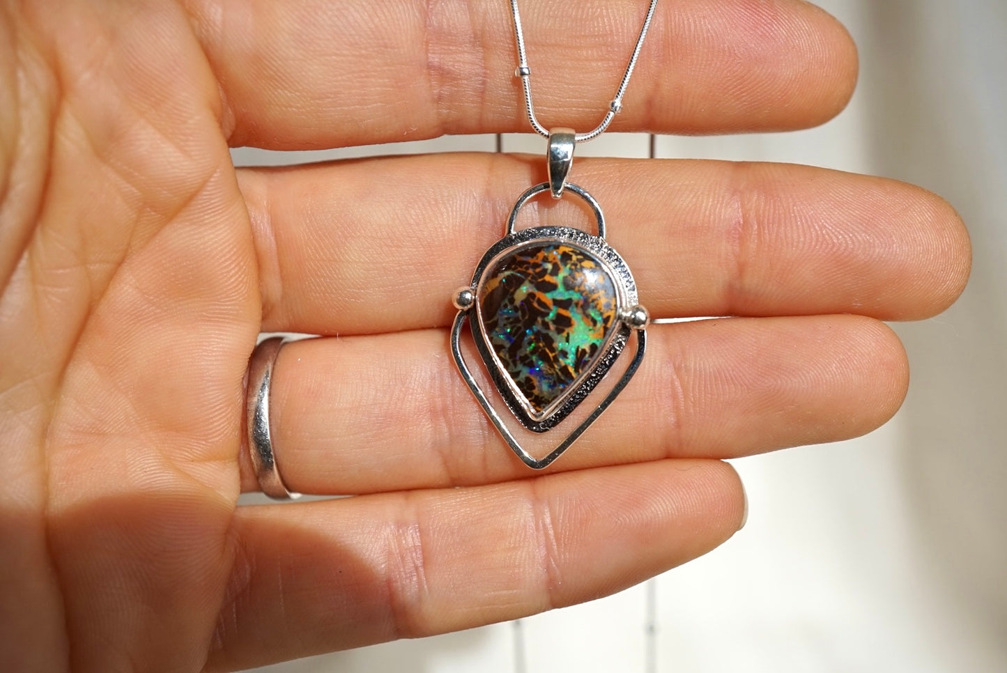 Desert Ember — Boulder Matrix Opal Necklace