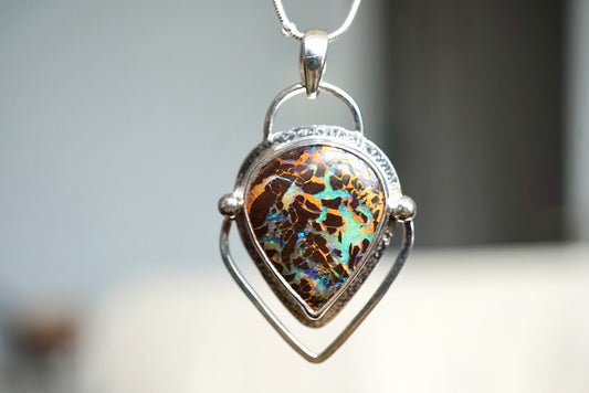 Desert Ember — Boulder Matrix Opal Necklace