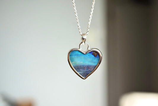 Whitehaven Heart — Boulder Opal Necklace