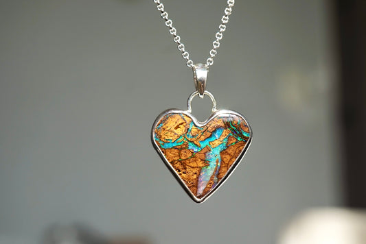 Sandy Cove — Boulder Opal Heart Necklace