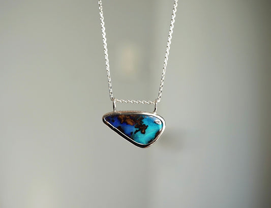 Teal Solid Boulder Necklace