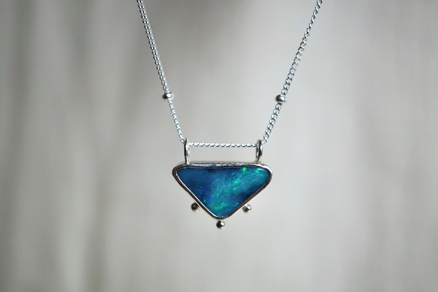 Cobalt- Solid Boulder opal Necklace