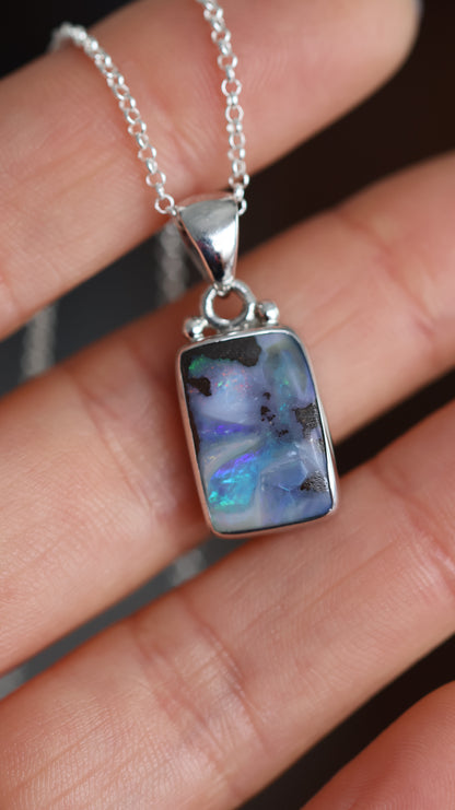 Rectangle Solid Boulder Opal Pendant