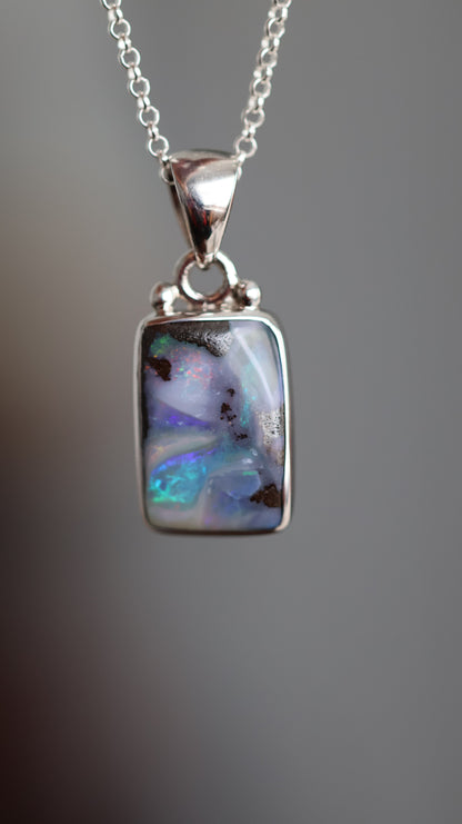 Rectangle Solid Boulder Opal Pendant