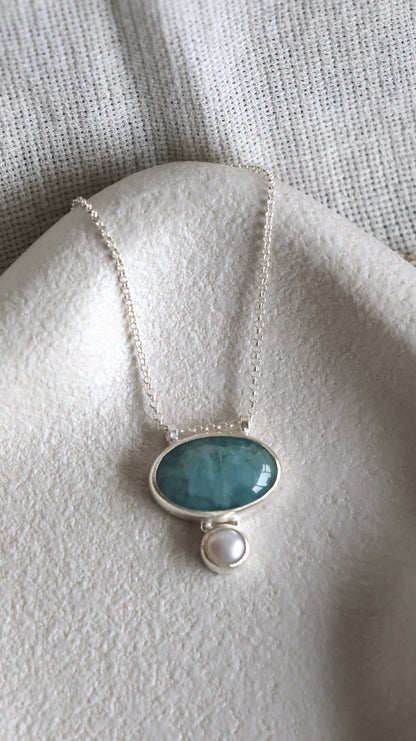 Aquamarine & Pearl Necklace