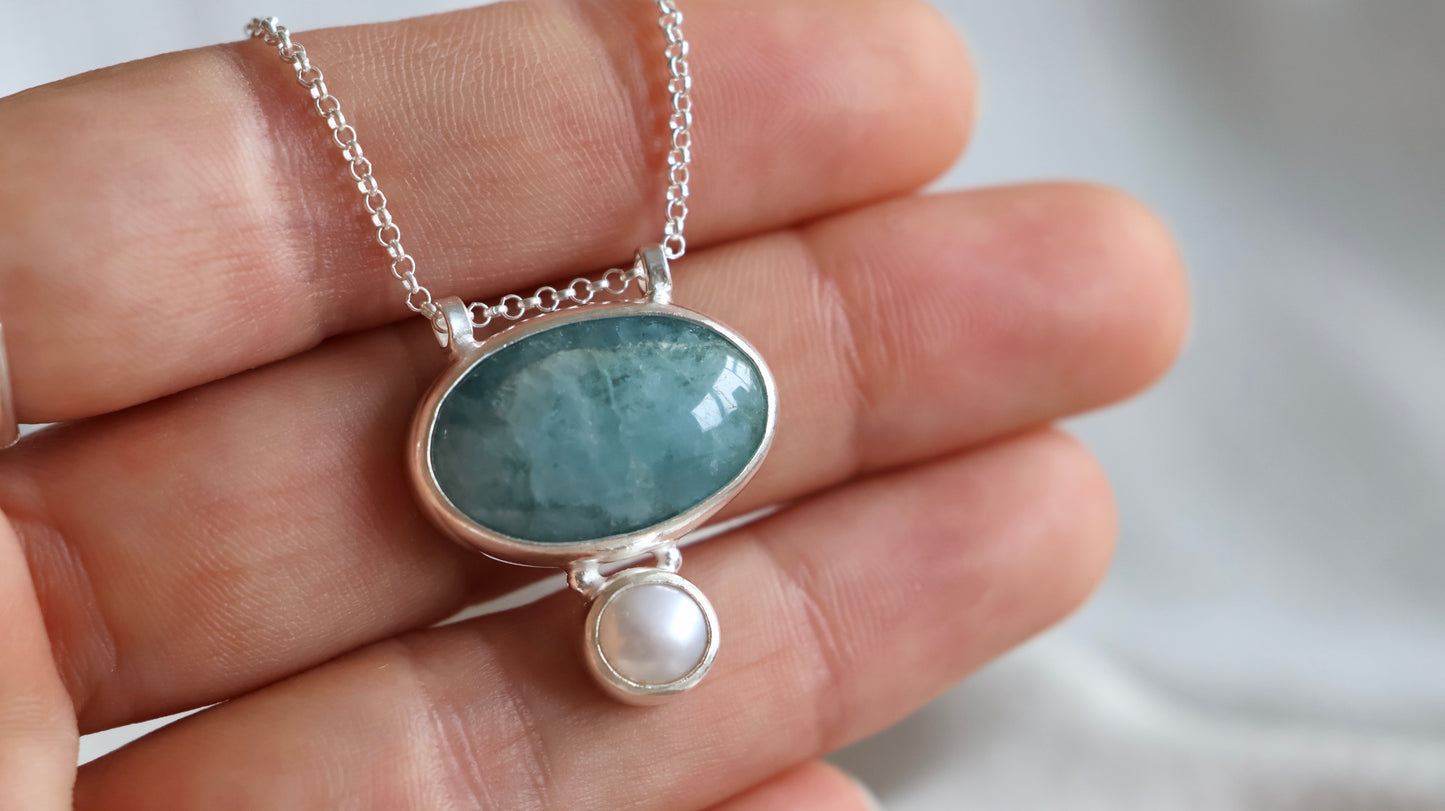 Aquamarine & Pearl Necklace