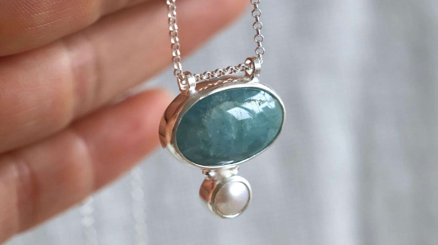 Aquamarine & Pearl Necklace