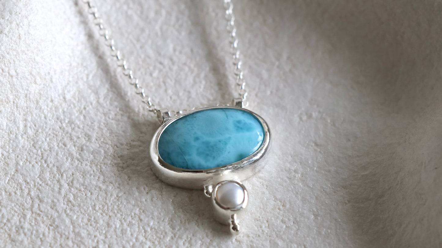 Larimar & Pearl Necklace