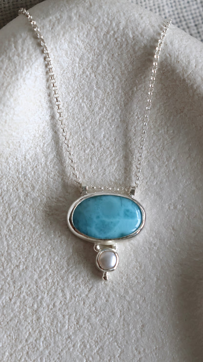 Larimar & Pearl Necklace