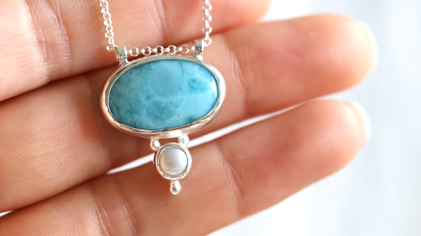 Larimar & Pearl Necklace