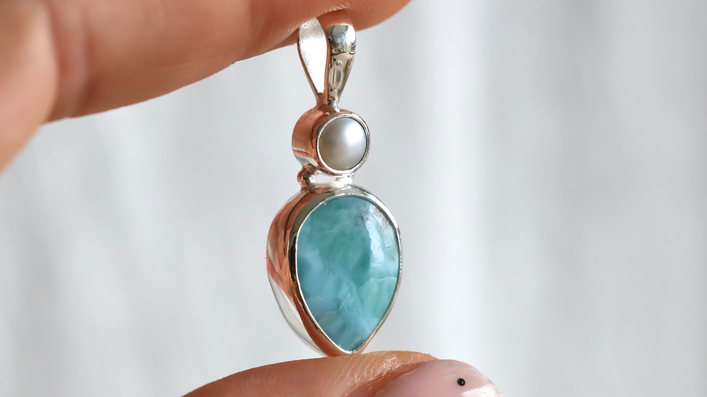 Muse Duo - Pearl & Larimar Pendant