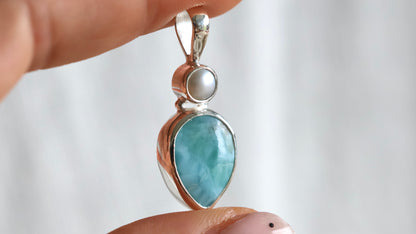 Muse Duo - Pearl & Larimar Pendant
