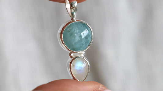 Aquamarine & Moonstone Pendant