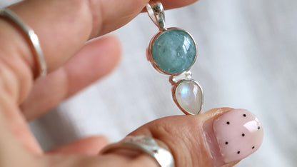 Aquamarine & Moonstone Pendant