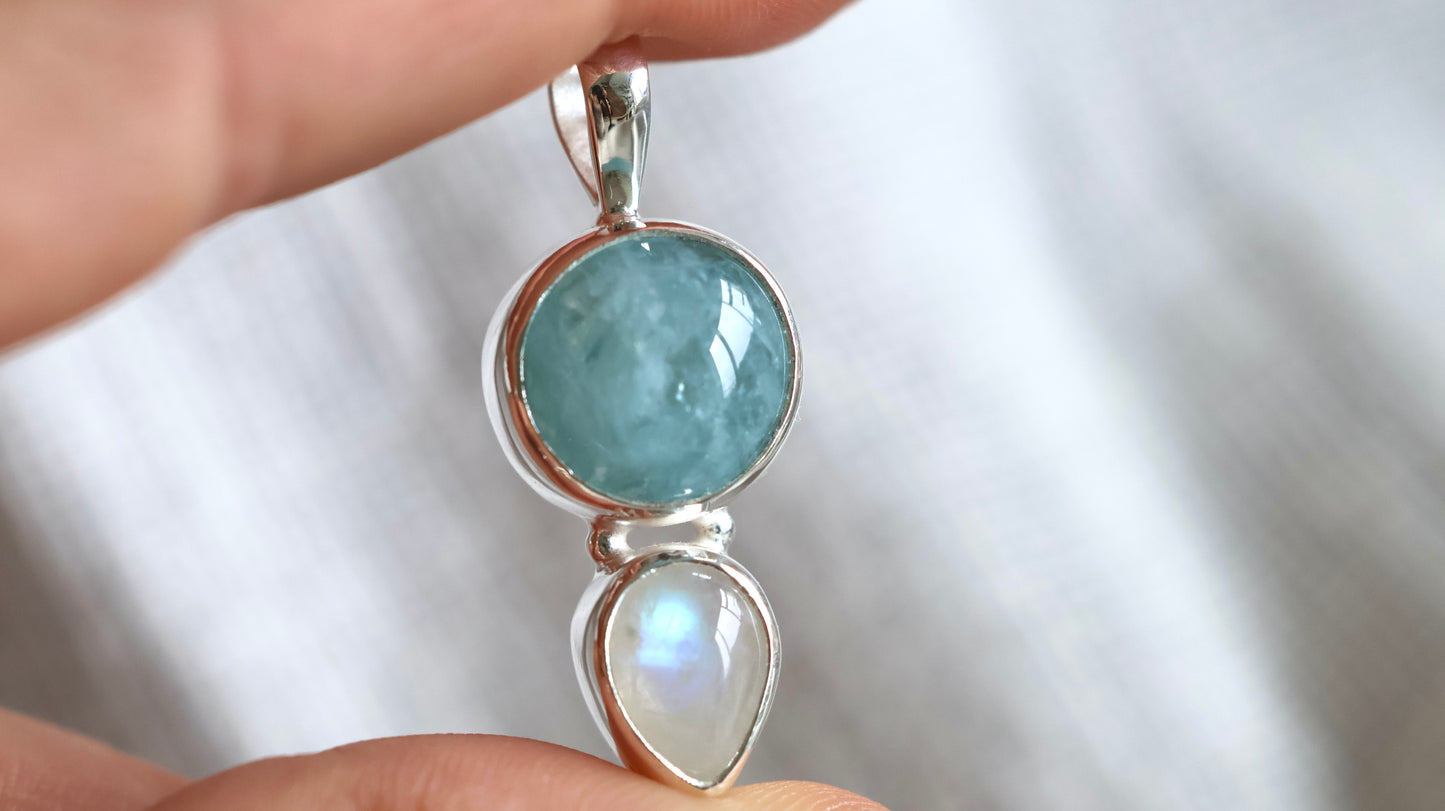 Aquamarine & Moonstone Pendant