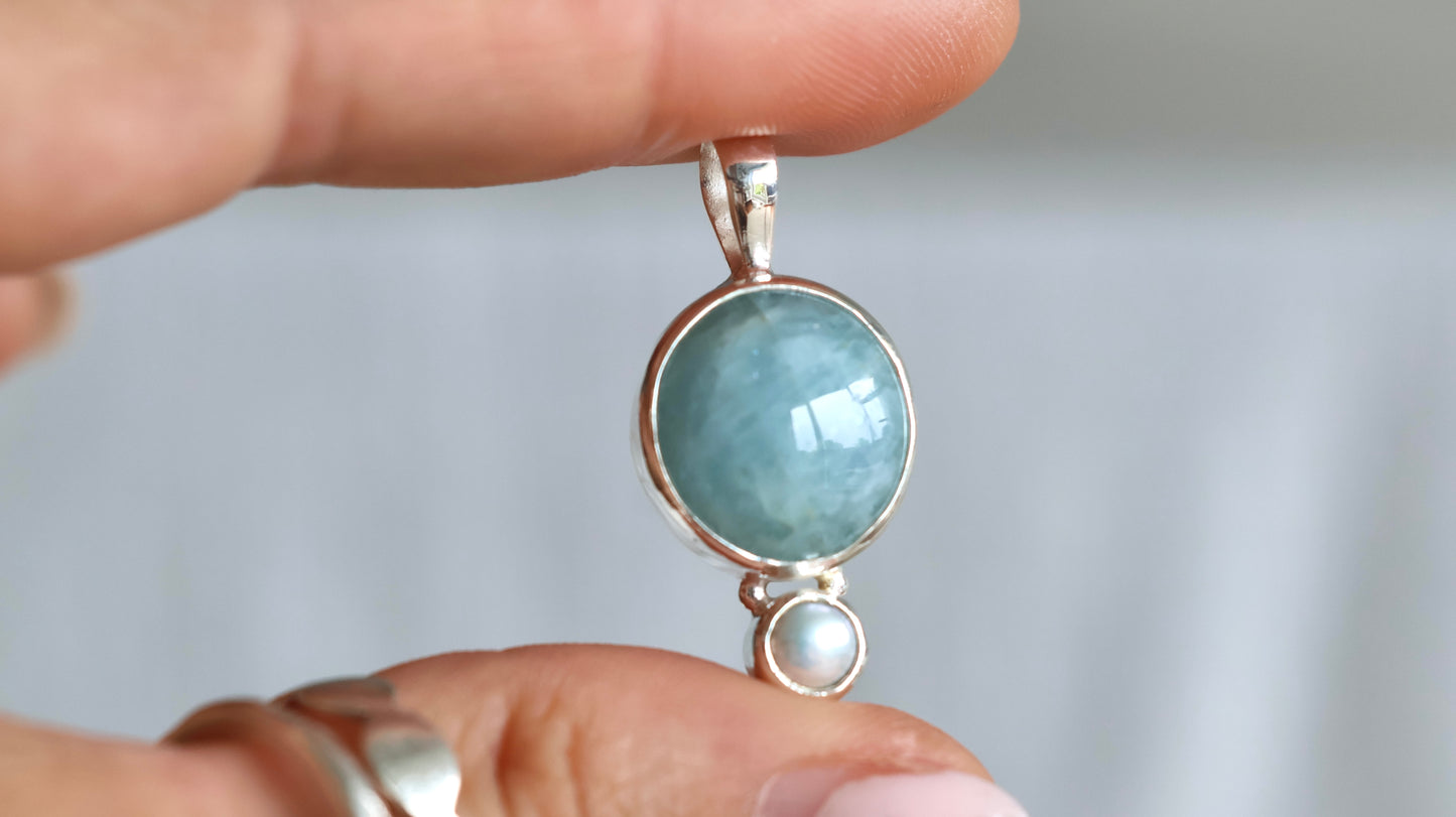 Aquamarine & Pearl Pendant