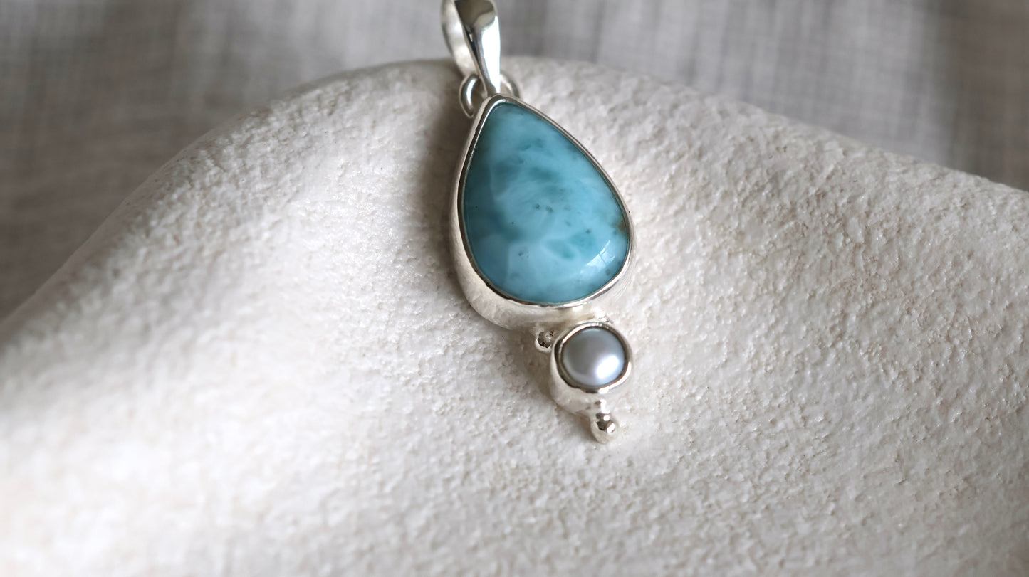 Larimar & Pearl Pendant (small)