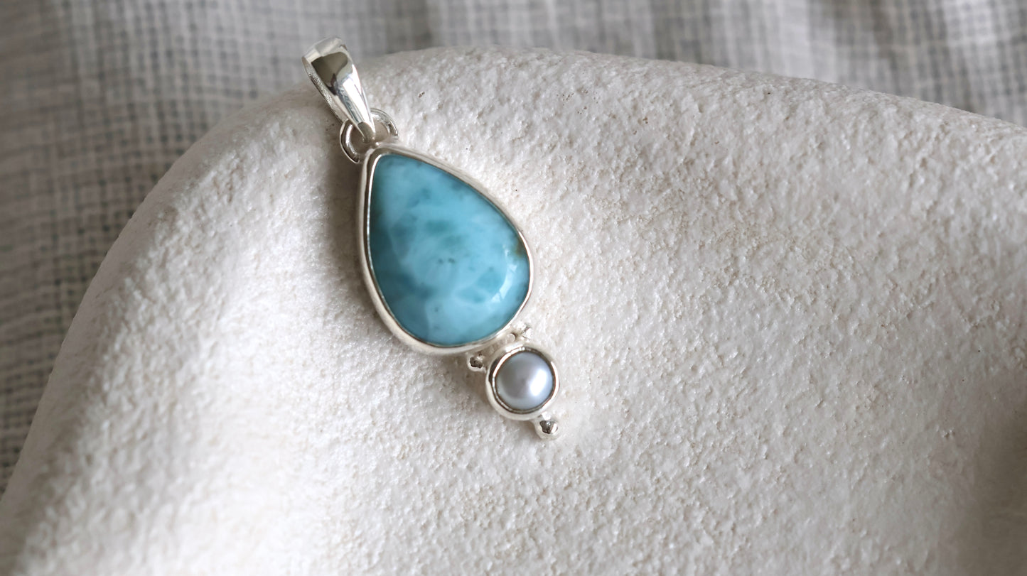 Larimar & Pearl Pendant (small)
