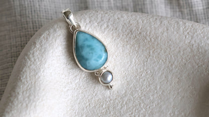 Larimar & Pearl Pendant (small)
