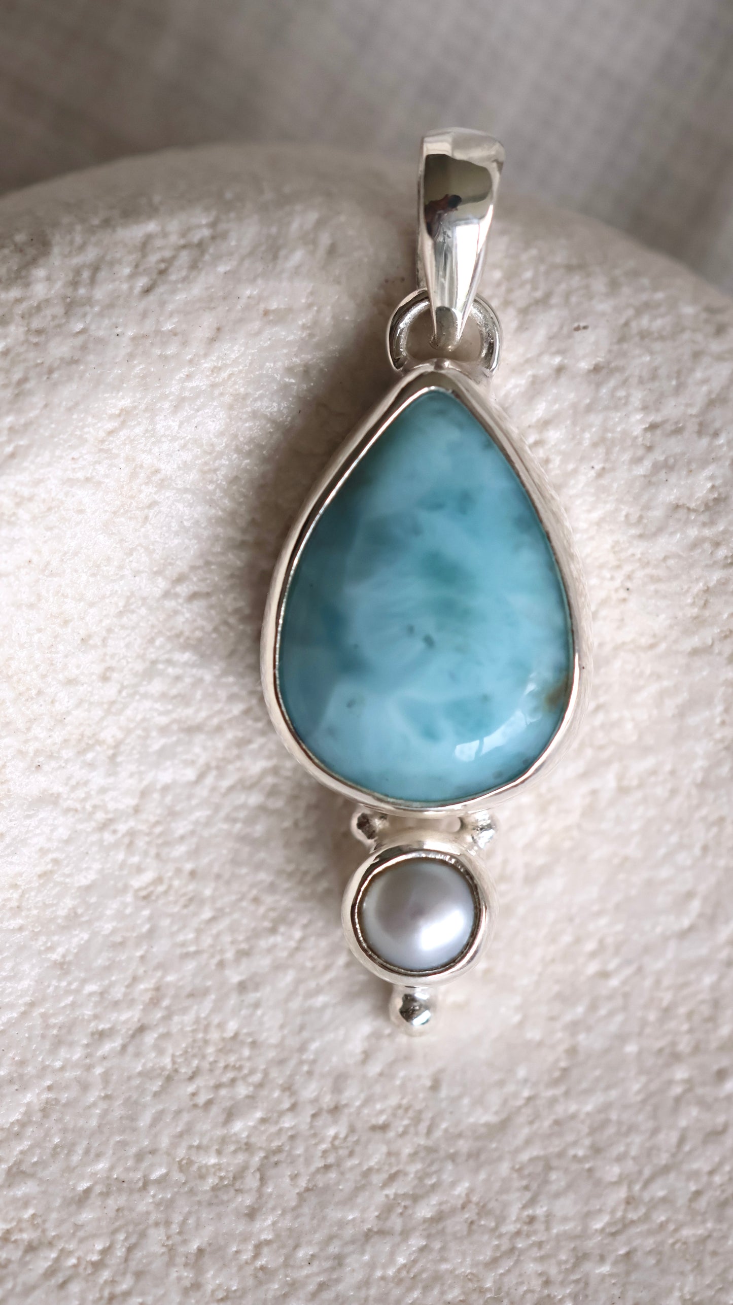 Larimar & Pearl Pendant (small)