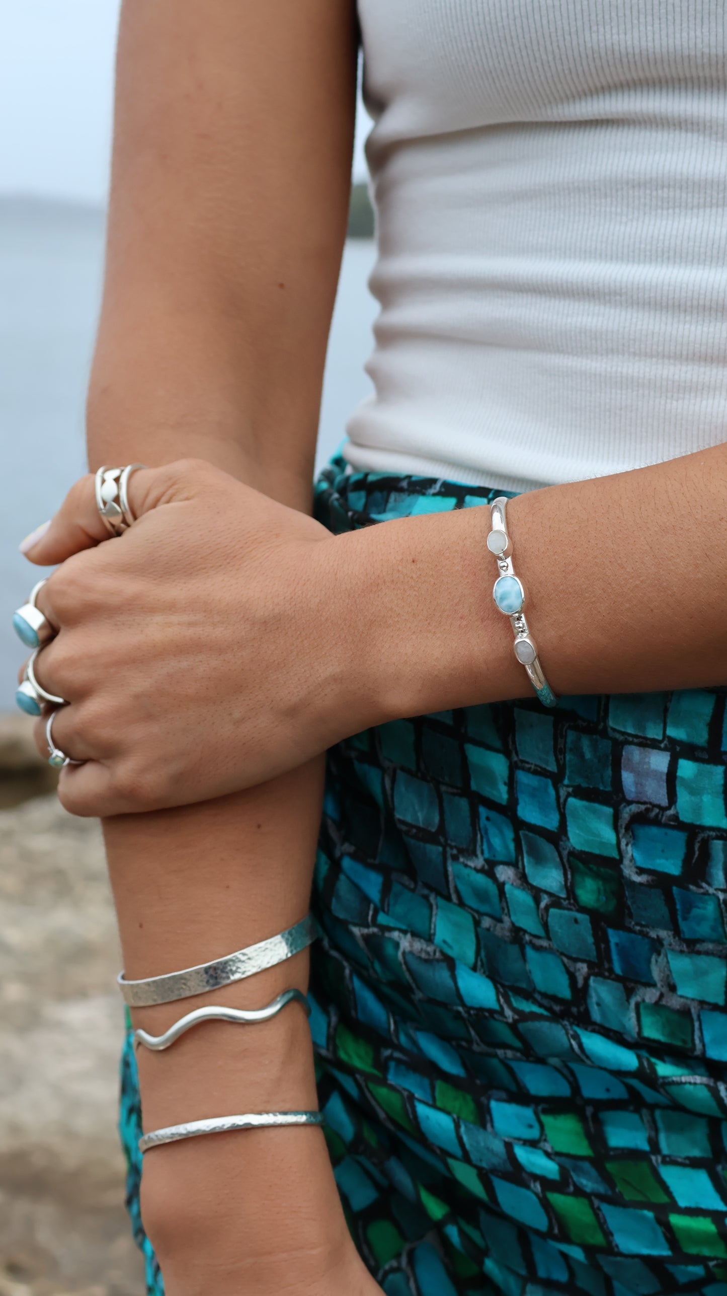 Larimar & Moonstone - Malie Cuff