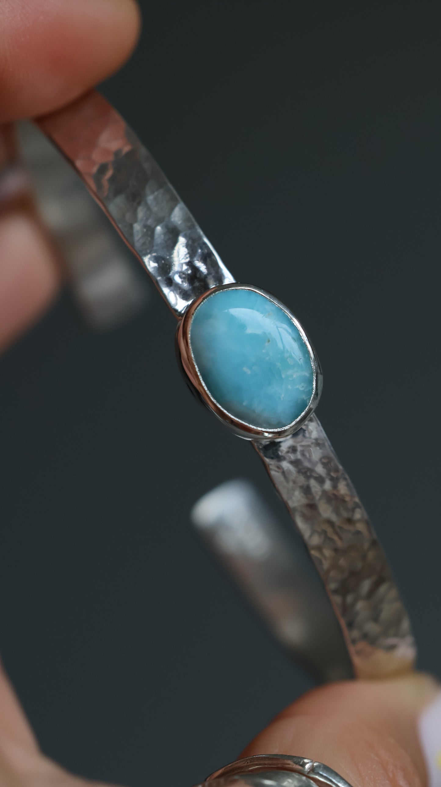 Hammered Larimar Cuff