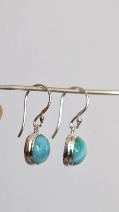 Round Larimar Earrings