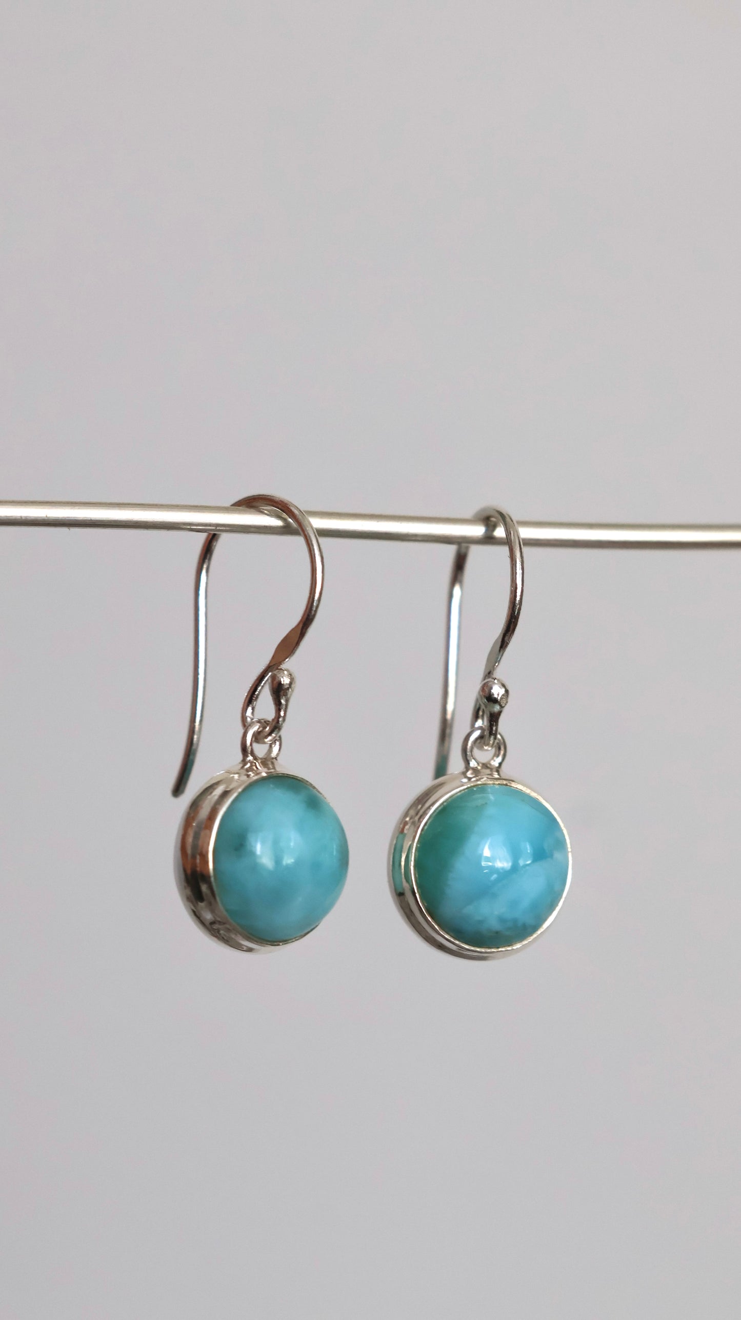 Round Larimar Earrings